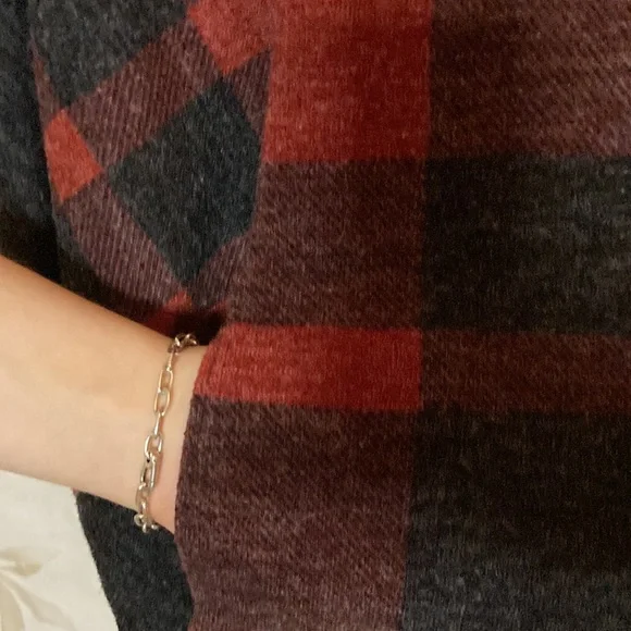 ❤️🔥5/20$❤️🔥ECLIPSE 💫 Womens Plaid Red Sweater Poncho - Picture 6 of 8